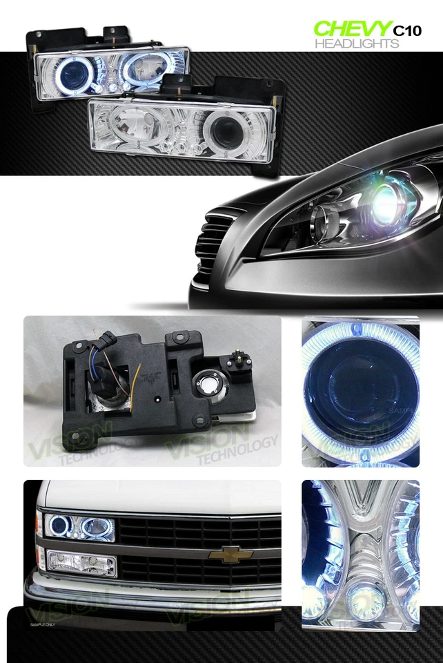 Faros proyectores LED con borde halo cromado k2 para 92-99 C/K Suburban/Tahoe/Yukon Foto 2 de 2