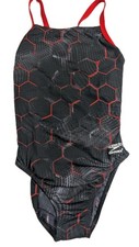Speedo Emerging Force Flyback 1 Piece Black Red Swimsuit Sz 30 Endurance