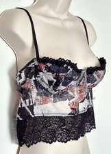 Out From Under Lace-Trim Underwire Corset Cami Print Top Size L NWT