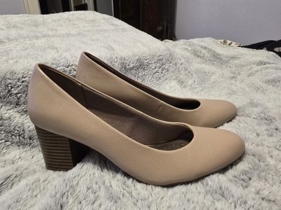 Life Stride Soft System Flex Partial Block Tan Beige Heels Women Size 10M