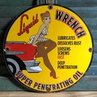 VINTAGE 1958 DATED LIQUID WRENCH SUPER PENETRATING OILS PORCELAIN SIGN