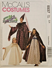 McCall's 8937 Girls Medieval or Princess Dress  Cape Costume Sewing Pattern 2-4