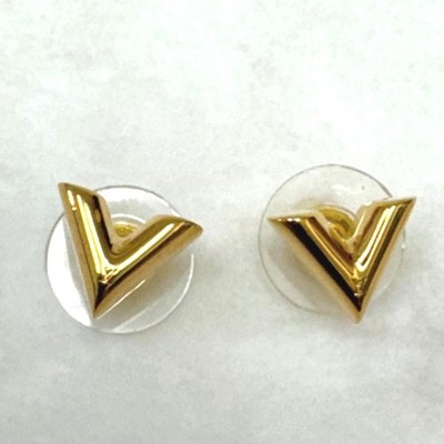 Louis Vuitton Authentic Gold Earrings Essential V Gold M68153 Free