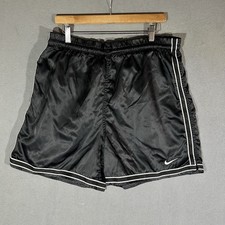 Nike 90s America Soccer Shorts Vintage Black Nylon Satin Shiny Mens Glanz