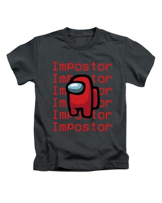 Impostor Among Us Red Print Kinder T-Shirt Fun Gaming Kinder Oberteil (Red Print)