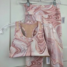 NWT Old Navy Kids Active Set Powerpress Go-Dry Marble Bra Leggings SZ L 10 12