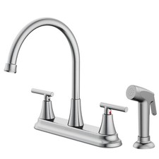 HURRAN 2-Handle Kitchen Faucet with Pull-Out Side Sprayer, 8 Inch High Nickel