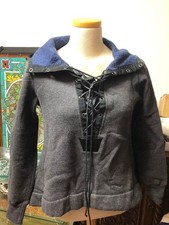 sacai luck Cotton Wool Blend Lace-Up Hoodie Pullover A Line Charcoal Size 1