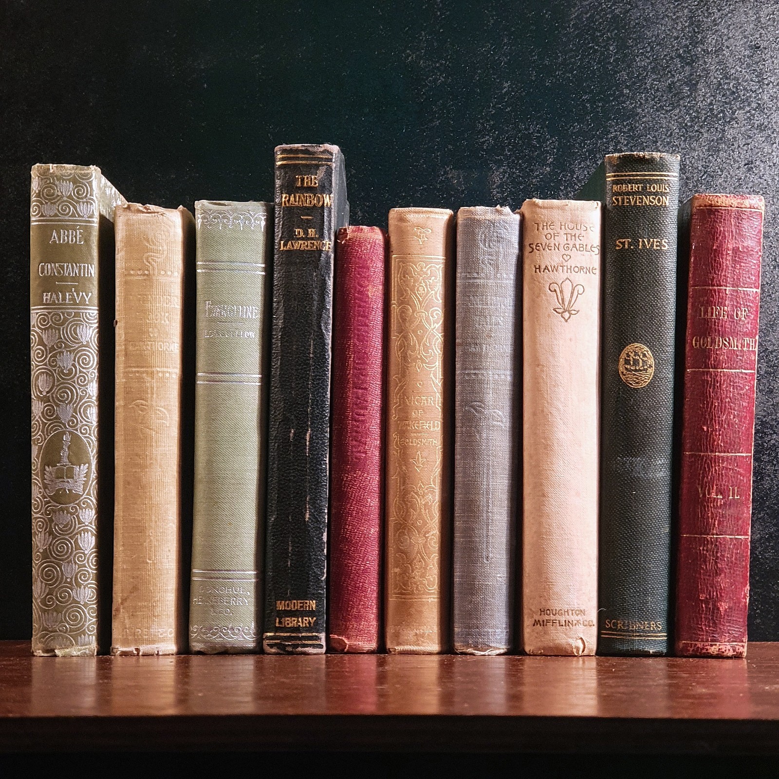 Antique Classic Literature 10 Book Lot - Hawthorne Longfellow Stevenson Lawrence