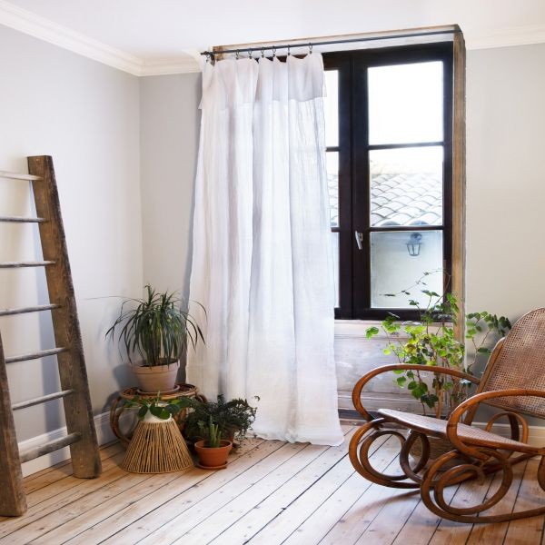 Rideau ajustable 140x300 cm en gaze de coton Chantilly pour corriger la hauteur sans couture