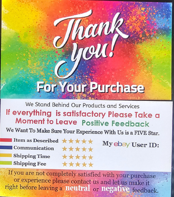 #ad for eBay Seller Thank You Cards Your Purchase Order Notes Sets 100. $10.50