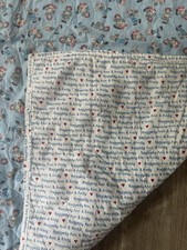 Vintage Raggedy Ann  Andy Baby Crib Quilt Blanket Reversible Blue 42x39