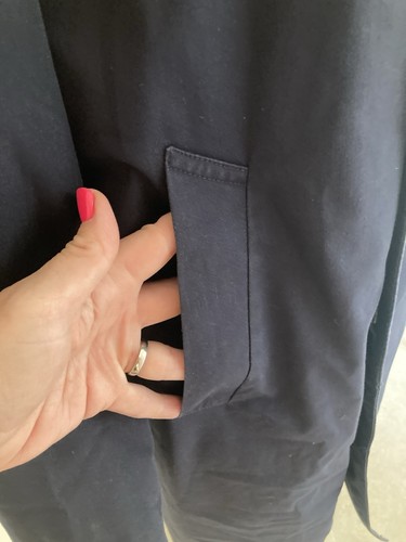 MENS VINTAGE TRENCH COAT BY HIRST OF HARROGATE NAVY BLUE MEASUREMENTS ON PICS - Picture 3 of 8