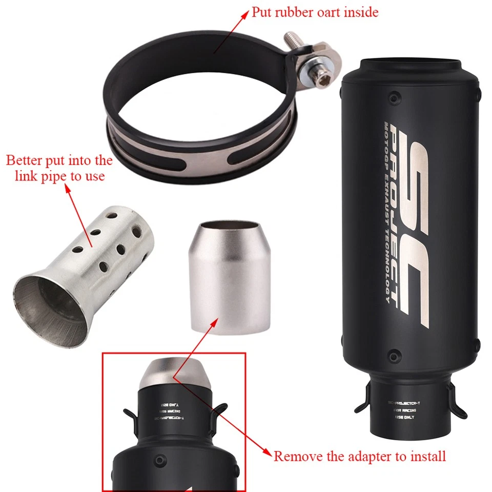 Slip-on 51mm 2" Motorcycle Exhaust Muffler Pipe Tail Tips Universal Foto 3 de 4