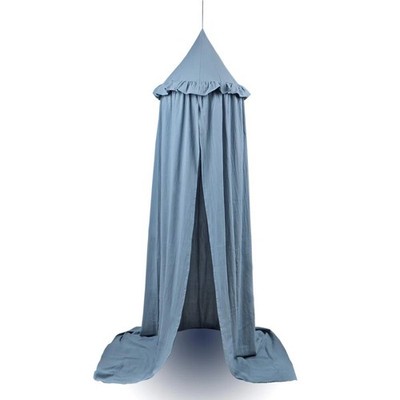 New Kids Bed Canopy Ruffles, Blue for Boys & Girls & Baby Frilled Cot Crib Tent
