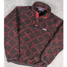 Vtg Patagonia Synchilla Snap T Pullover Mens S Red Black Aztec Snow 25205 USA