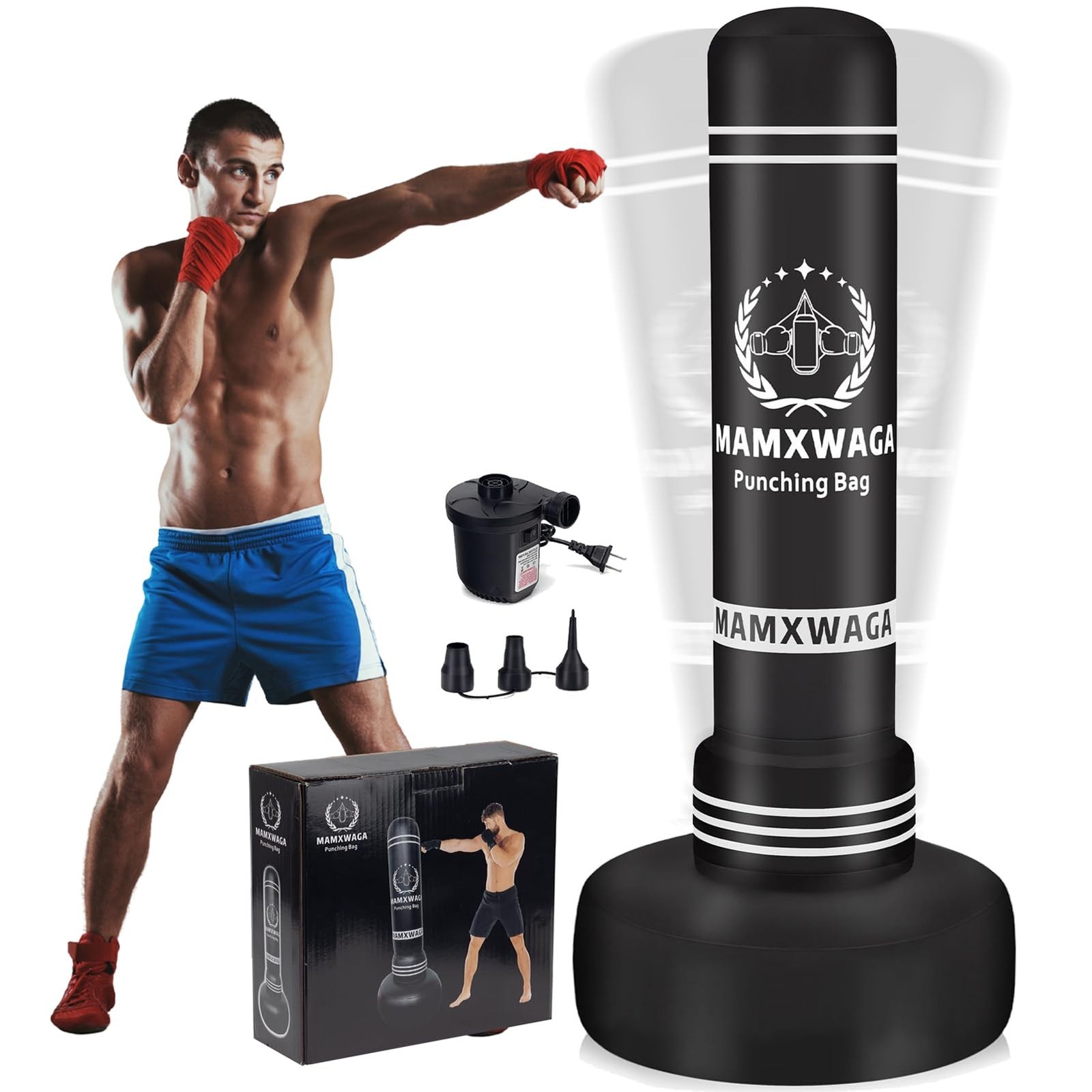 Standing Punching Bag with Stand Adult, 70'' Freestanding Heavy Boxing Bag wi...