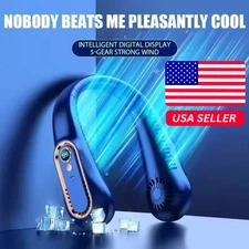 USB Portable Hanging Neck Fan Cooling Air Cooler 5 Speed Air Cooler