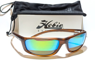 Hobie Cabo Brown Wood Grain Polarized Sea Green Mirror Lens Sunglasses 191926