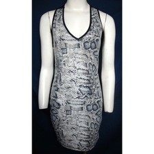Snakeskin Print Tank Dress Sequins Clubwear Cameo JR S M Strappy Gray Black Mini