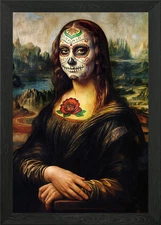 Mona Lisa de Los Muertos Framed Wall Art Poster Canvas Print Picture
