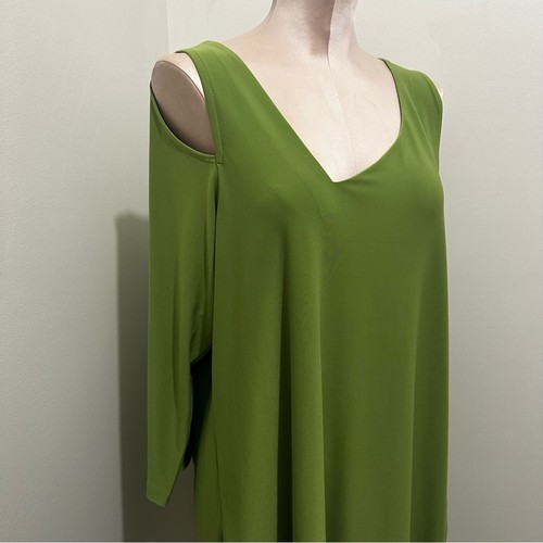 Top tunica SYMPLI Focus donna 18 verde orlo asimmetrico ritagliato spalle fredde - Foto 3 di 12
