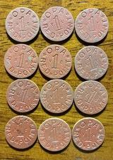 World War II OPA Red Point Food Ration Token Lot of 12