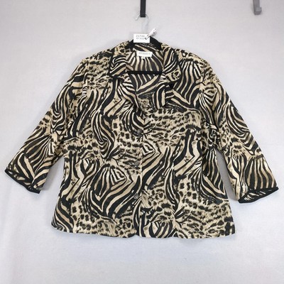 Studio I Sheer Animal Print Blouse Womens Plus Size 18W Overlay Top Y2K Mob Wife