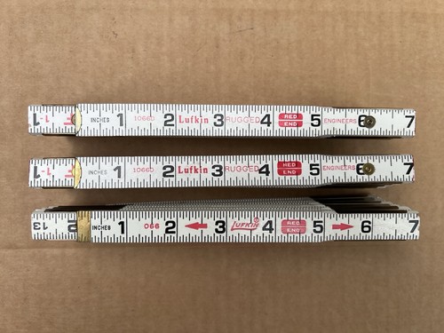 🇺🇸3 Lufkin Wooden Folding Engineers Measuring Ruler 1066D 066 Red End 6 ...
