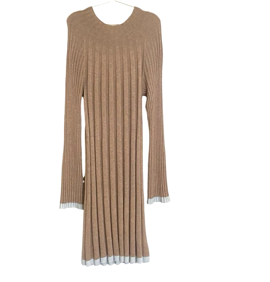 Vestido suéter para mujer Anthropologie mezcla de lana XL beige con azul pálido elástico Foto 2 de 4