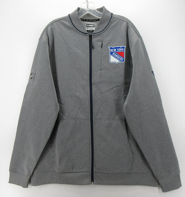 New York Rangers Jacket Men XL Gray Fanatics Authentic Pro Hockey NHL Full Zip