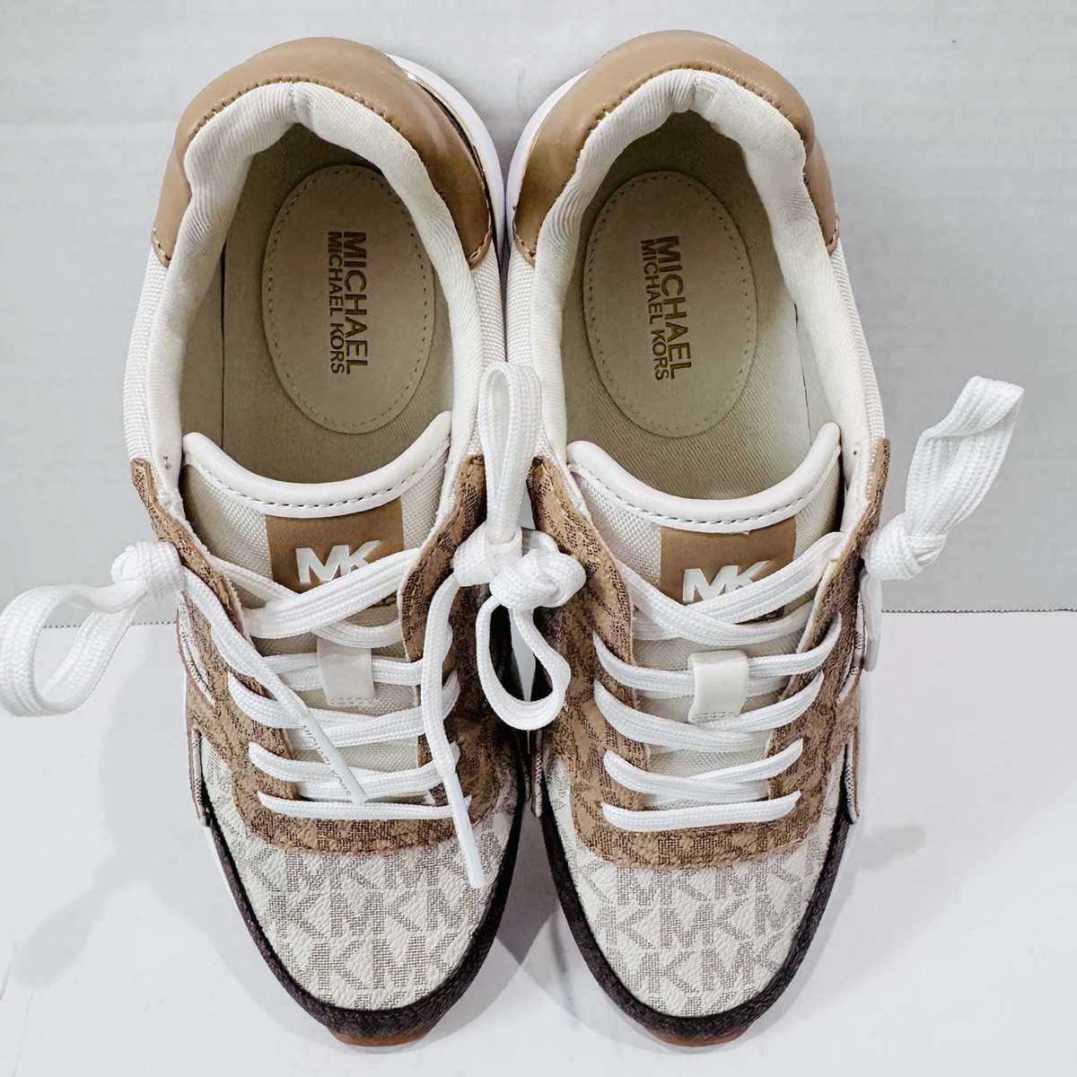 Michael Kors Women's Monique MK Monogram Sneakers White/Brown