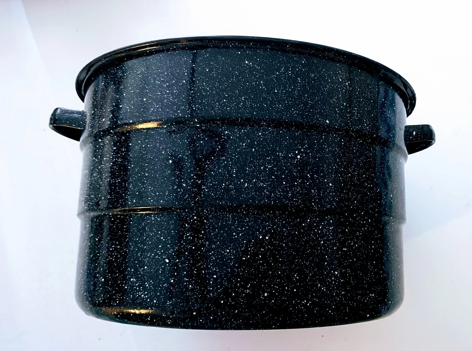 Vintage Stockpot Large Speckled Enamel Coated Dual Handles 13" Diameter 8" High