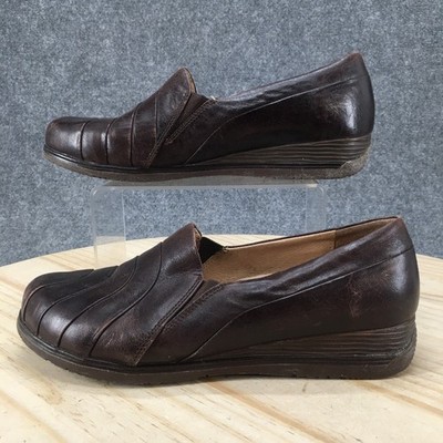 Dansko Shoes Womens 41 Pia Loafer Brown Leather Slip On Round Toe Wedge 68044578