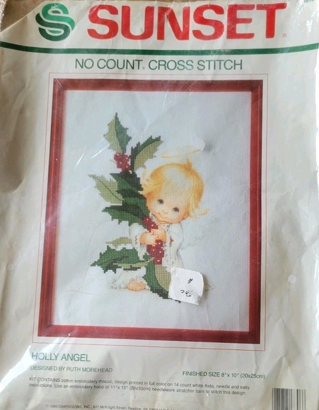 Sunset "Holly Angel" 18306 No Count Cross Stitch Kit  Ruth Morehead 8" x 10" NOS