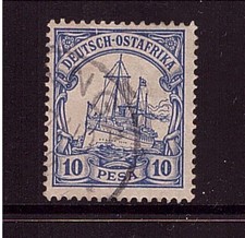 DOA Deutsch-Ostafrika 14 I, gestempelt Plattenfehler gepr&uuml;ft (21492)