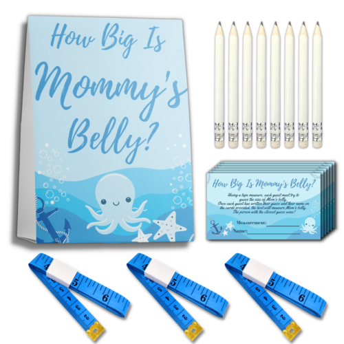 Nautical Baby Shower Games For Girls Boys Measure Mommy's Belly Game 50 Players