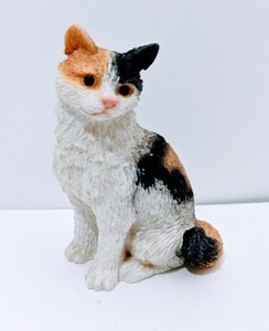 Short Hair Calico white kitty CAT Resin Figurine MINIATURE Small Mini | eBay