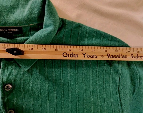 Men Banana Republic Green Soft Silk Linen Ribbed Short Sleeve Polo Shirt XL NWOT - 第 6/9 張圖片
