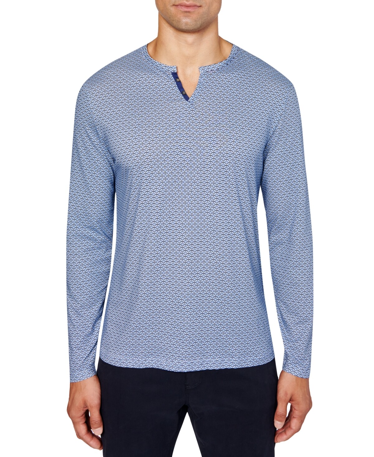 Tallia Mens Slim-Fit Oval Print Henl Lt Blue 2XL LT/PASBLUE Size XXL