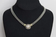 David Yurman Diamond Albion 18k Gold & Silver Pendant Double Strand Necklace