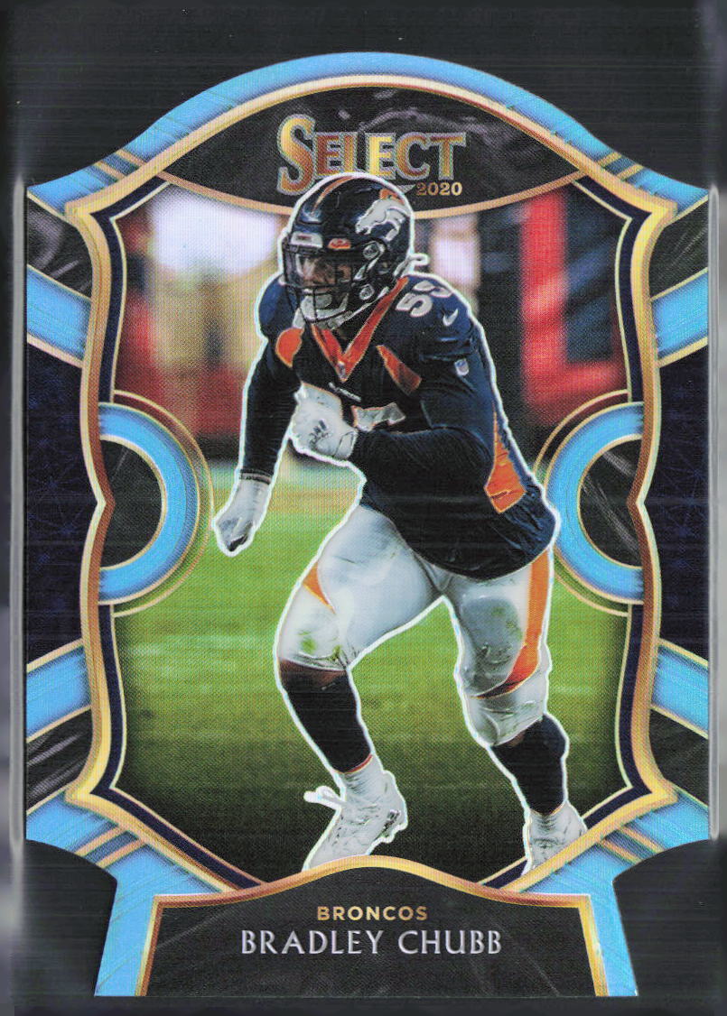 2020 Panini Select #34 Bradley Chubb Light Blue Prizm Die Cut Denver Broncos