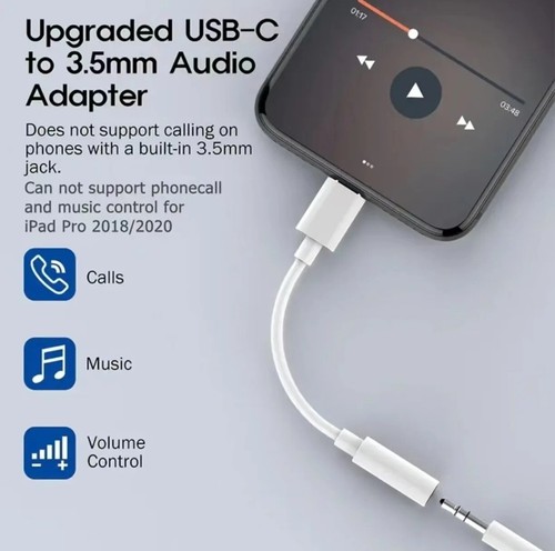 Type C To 3.5mm Jack AUX Cable for iPhone 15 16 Samsung Headphone Audio Adapter - Picture 4 of 5