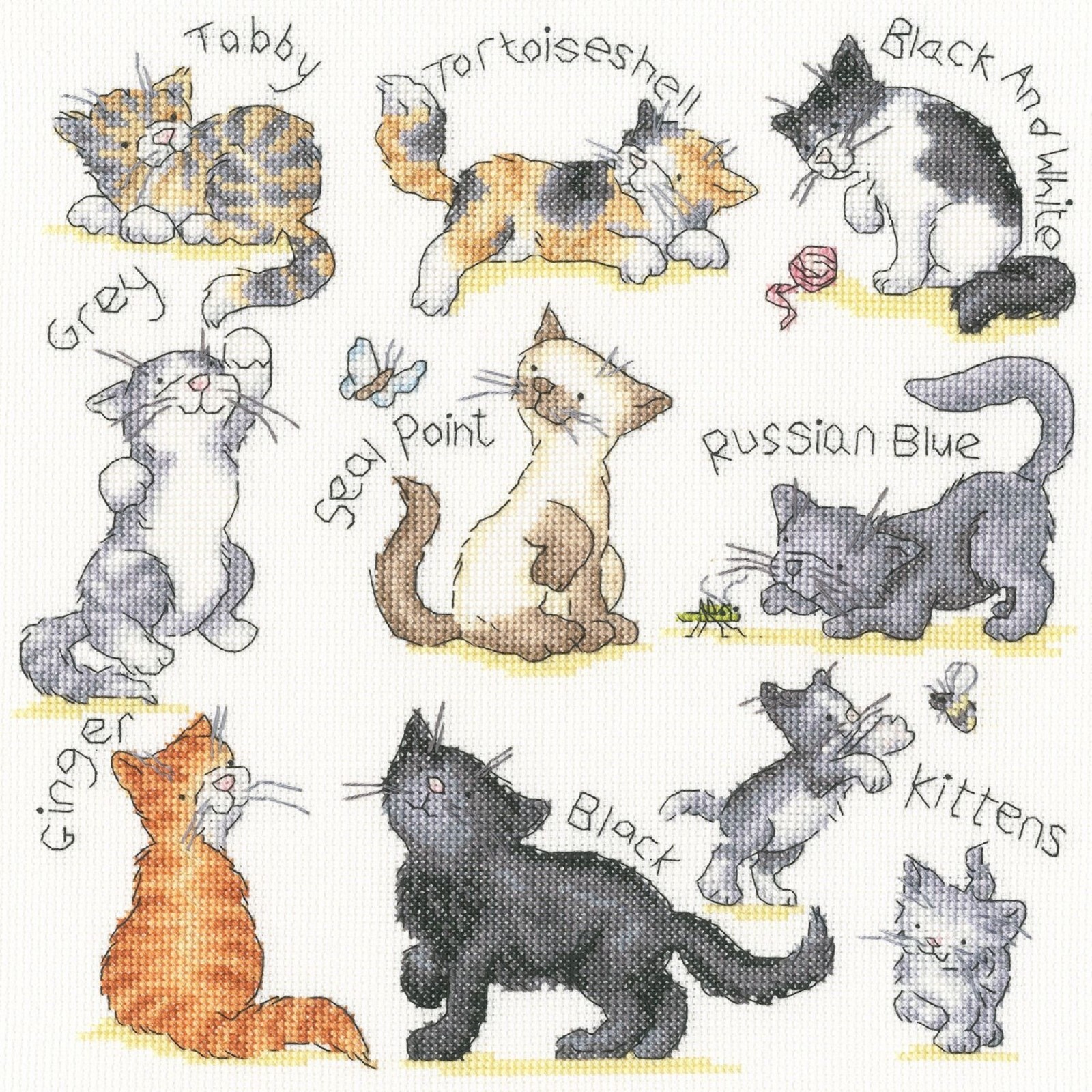 Bothy Threads XKG15 Meow! Cats Counted Cross Stitch Kit by Kate Garrett
