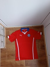 Chile 2014/2015 PUMA Football Shirt Men's Size L Red Soccer Jersey block core