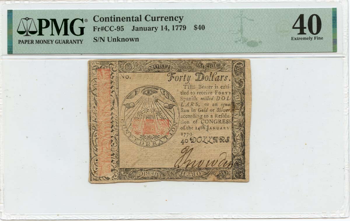 1779 January 14, $40 Continental Currency FR#CC-95 PMG XF40 | eBay