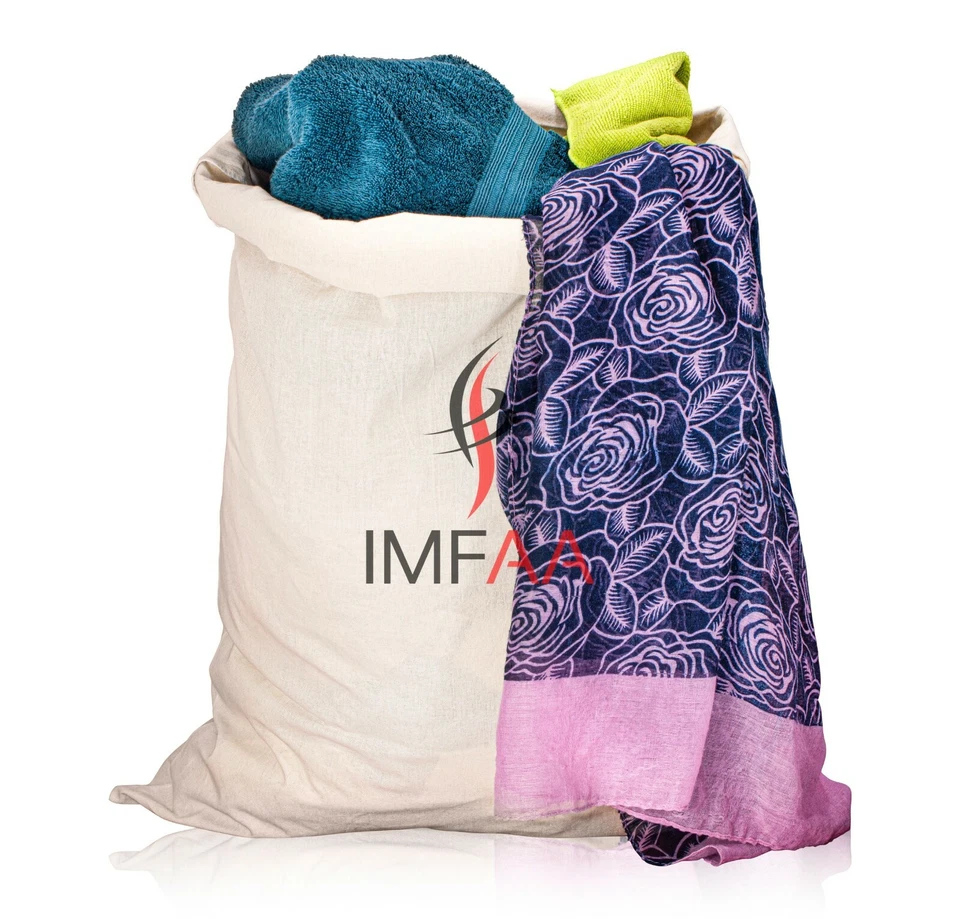 Saco de algodón 100 % con cordón liso/medias/almacenamiento/lavandería/bolsas de Navidad Foto 4 de 4