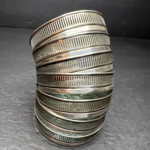 Frank M Whiting Sterling Silver Crystal 4444 Coasters Mid Century Modern Set 7 - Picture 21 of 21