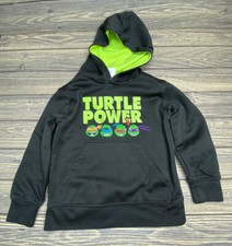 Viacom Nickelodeon 2019 TMNT Black Neon Green Pullover Hoodie Sweatshirt Size XS