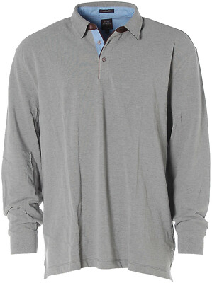 Kitaro Herren Langarm Shirt Poloshirt Polokragen Pikee (Grau, XXL) Y2547